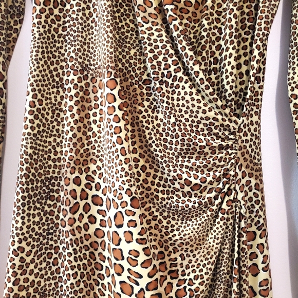 Norma Kamali - Animal Surplice Cocoa Faux Wrap Dress - Size M - Picture 5 of 8